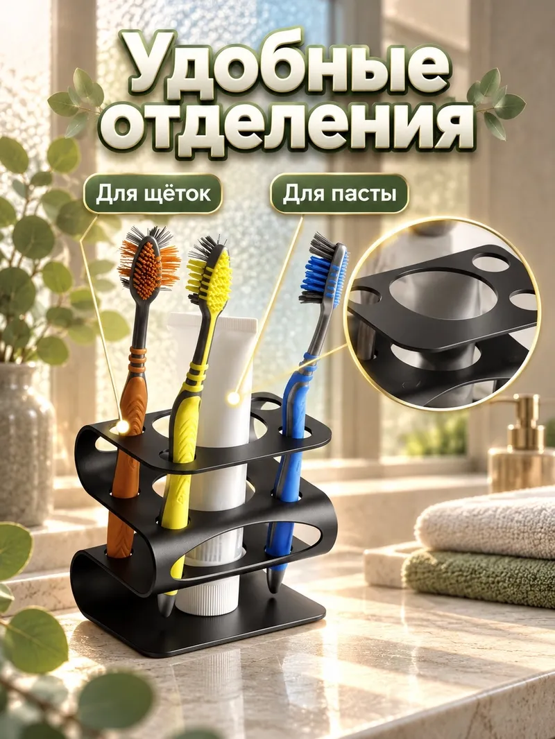 Настольный держатель для зубных щёток с отделениями